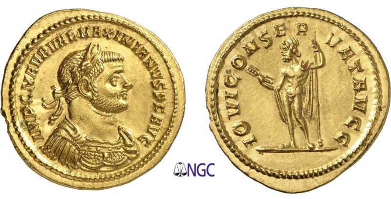 72-Maximien Hercule (286-305)
 Aureus - Rome
 Av. : Buste lauré et cuirassé de...