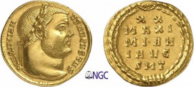 73-Maximien Hercule (286-305)
 Aureus - Ticinum (303-304)
 Av. : Tête laurée de Maximien à droite.
 Rv. : Inscription dans une couronne de lauriers...