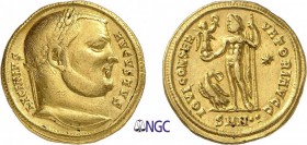 77-Licinius Ier (308-324)
 Aureus - Nicomédie (313)
 Av. : Tête laurée de Licinius à droite.
 Rv. : Jupiter nu debout à gauche, tenant une Victoire...