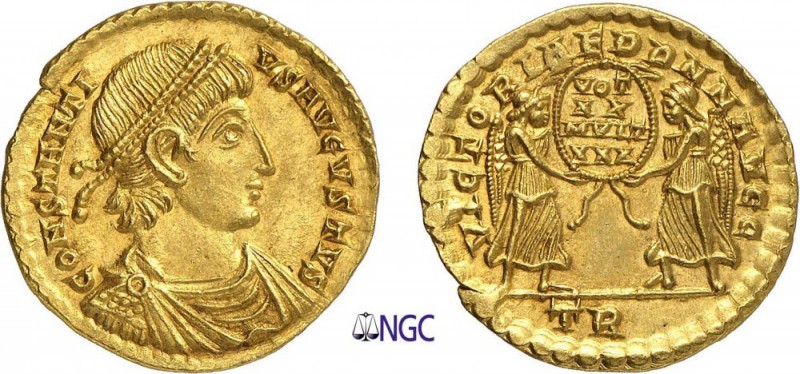 80-Constance II (337-361)
 Solidus - Trèves (347-348)
 Av. : Buste diadémé, dr...