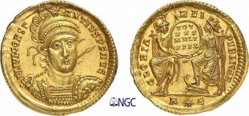 81-Constance II (337-361)
 Solidus - Rome (352-355)
 Av. : Buste casqué, drapé...