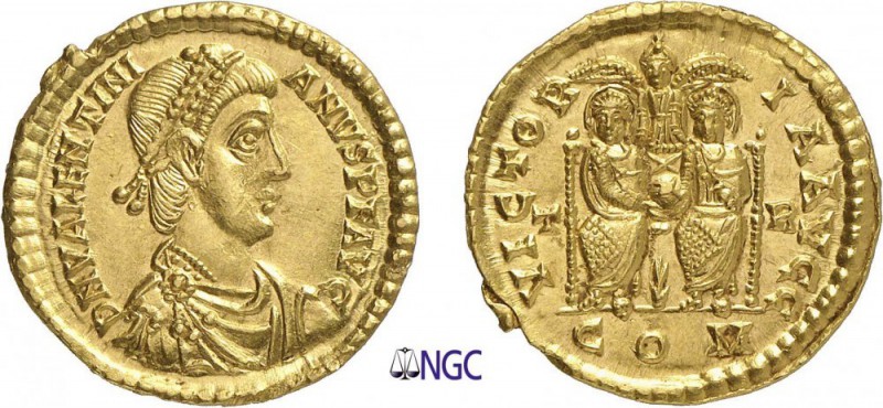 88-Valentinien II (375-392)
 Solidus - Trèves (388-392)
 Av. : Buste diadémé, ...