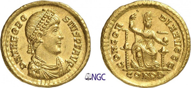 91-Théodose Ier (379-395)
 Solidus - Constantinople (379-383)
 Av. : Buste dia...