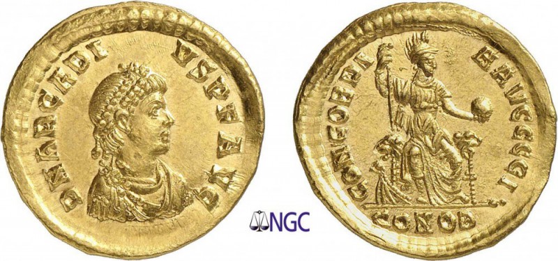 97-Arcadius (383-408)
 Solidus - Constantinople (397-402)
 Av. : Buste diadémé...