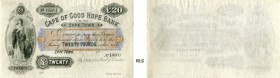127-Afrique du Sud - Colonie du Cap (1652-1910)
 Spécimen du 20 Livres « Cape of Good Hope Bank » - Le Cap -18-- . Date manuscrite July 9-88.
 Perfo...