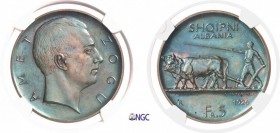 148-Albanie
 Ahmed Zogu (1925-1939)
 Epreuve en cuivre du 5 francs sans étoile - 1926 R Rome.
 D’une insigne rareté - Unique ?
 Le seul exemplaire...