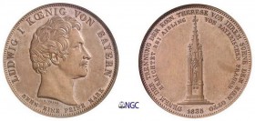 167-Allemagne - Bavière
 Louis Ier (1825-1848)
 Epreuve en cuivre du 1 thaler - 1835.
 Rarissime.
 Le seul exemplaire gradé.
 KM manque cf.778 - ...