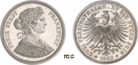172-Allemagne - Francfort (Ville Libre 1815-1866)
 Epreuve sur flan bruni du double thaler - 1862.
 Très rare.
 Le seul exemplaire gradé.
 37.04g ...