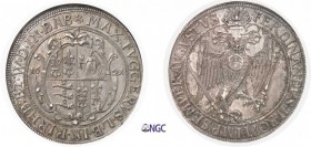 174-Allemagne - Fugger-Babenhausen
 Maximilien II (1598-1629)
 1 thaler - 1621.
 Très rare dans cette qualité - Le seul exemplaire gradé.
 Exempla...