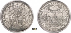 182-Allemagne - Nuremberg
 Léopold I (1658-1705)
 1 thaler - 1680.
 Très rare dans cette qualité.
 Le plus bel exemplaire gradé.
 KM 202 - Dav. 5...