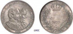 188-Allemagne - Saxe
 Jean (1854-1873)
 Double thaler - 1872 B Dresde.
 Tranche inscrite.
 Très rare dans cette qualité.
 Deuxième plus haut grad...