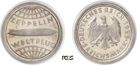 206-Allemagne - République de Weimar (1919-
 1933)
 Essai en argent du 5 reichmarks - 1929 A Berlin - Probe.
 Rarissime et d’une qualité exceptionn...