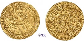 221-Angleterre
 Edouard III (1327-1377)
 1 noble d'or 4ème émission « Pre-Treaty period » - Non
 daté (1351-1361) - Londres.
 Rayures à l’avers.
...