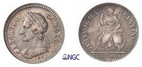 226-Angleterre
 Charles II (1660-1685)
 Epreuve en argent du farthing - 1665.
 Très rare.
 Le seul exemplaire gradé.
 KM PnR33
 Superbe - NGC AU...