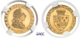 242-Angleterre
 Georges III (1760-1820)
 Epreuve en cuivre doré sur flan bruni de la guinée or - 1798.
 Frappe monnaie.
 Rarissime.
 KM manque
 ...