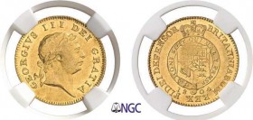 246-Angleterre
 George III (1760-1820)
 1/2 guinée or - 1804.
 4.17g - Spink 3737 - KM 651 - Fr. 364
 Superbe à FDC - NGC MS 62