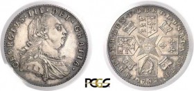 256-Angleterre
 Georges III (1760-1820)
 Epreuve sur flan bruni du 6 pence - 1787.
 Tranche lisse - Frappe médaille.
 Type avec coeurs dans le bla...