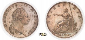 257-Angleterre
 Georges III (1760-1820)
 Epreuve en cuivre sur flan bruni du 1/2 penny - 1790
 J.P Droz.
 Le plus bel exemplaire gradé.
 Spink ma...