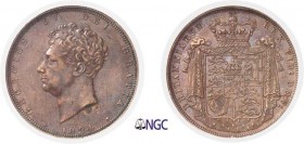 263-Angleterre
 Georges IV (1820-1830)
 Epreuve en cuivre bronzé sur flan bruni du 2 souverains
 or - 1824.
 Rarissime.
 Deuxième plus haut grade...