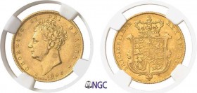 264-Angleterre
 Georges IV (1820-1830)
 1 souverain or - 1826.
 Rayure à l’avers.
 7.98g - Spink 3801 - KM 696 - Fr. 377
 TTB à Superbe - NGC XF ...