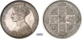 277-Angleterre
 Victoria (1837-1901)
 Epreuve sur flan bruni du 1 couronne gothique - 1847
 (undecimo).
 Très rare.
 28.27g - Spink 3883 - KM 744...