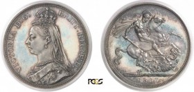 278-Angleterre
 Victoria (1837-1901)
 Epreuve sur flan bruni du 1 couronne - 1887.
 Magnifique exemplaire - 1.084 exemplaires.
 28.27g - Spink 392...