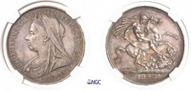 281-Angleterre
 Victoria (1837-1901)
 Epreuve sur flan bruni du 1 couronne - 1893 (LVI).
 Magnifique exemplaire - 1.312 exemplaires.
 28.27g - Spi...