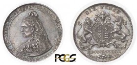 287-Angleterre
 Victoria (1837-1901)
 Epreuve du 6 pence - 1887- J.R Thomas.
 Tranche lisse - Frappe monnaie.
 Magnifique exemplaire - Très rare -...
