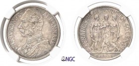 298-Antilles Danoises
 Christian IX (1863-1906)
 40 cents / 2 francs - 1905.
 Magnifique exemplaire.
 10.0g - KM 80
 Pratiquement FDC - NGC MS 63