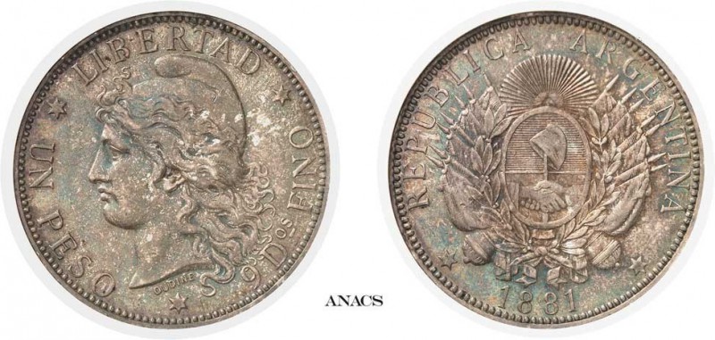 310-Argentine
 République (1862 à nos jours)
 1 peso - 1881.
 Rare dans cette...