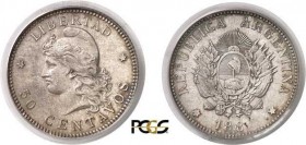 311-Argentine
 République (1862 à nos jours)
 Epreuve du 50 centavos au module du 20 centavos - 188-
 Date incomplète - Très rare.
 Le seul exempl...