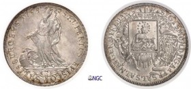 328-Autriche-Salzbourg
 Sigismond III (1753-1771)
 1 thaler - 1758.
 Magnifique exemplaire d’aspect flan bruni.
 Le plus bel exemplaire gradé, seu...