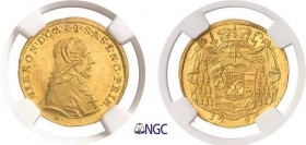 329-Autriche-Salzbourg
 Jérôme (1772-1803)
 1 ducat or - 1794.
 Rare dans cette qualité.
 Le plus bel exemplaire gradé.
 3.5g - KM 463 - Fr. 880...