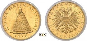 332-Autriche
 Première République (1918-1938)
 100 schillings or à la Vierge - 1936.
 Type rare - D'aspect flan bruni.
 23.52g - KM 2857 - Fr. 522...