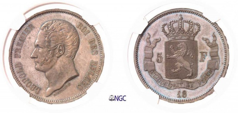342-Belgique
 Léopold Ier (1831-1865)
 Epreuve en cuivre du 5 francs - 18(47) ...