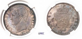 343-Belgique
 Léopold Ier (1831-1865)
 Epreuve en argent sur flan bruni du 5 francs - 18(47)
 Wiener.
 Date incomplète - Tranche lisse.
 Rarissim...