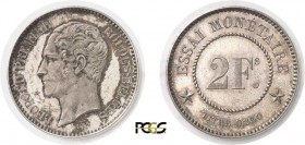 348-Belgique
 Léopold Ier (1831-1865)
 Essai en argent du 2 francs - 1859 - Wiener.
 Le seul exemplaire gradé.
 10.0g - Dupriez 616 - KM manque
 ...