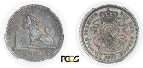 355-Belgique
 Léopold Ier (1831-1865)
 Epreuve en argent du 2 centimes - 1833.
 Très rare.
 Le plus bel exemplaire gradé.
 Dupriez 55 - KM manque...