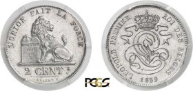 356-Belgique
 Léopold Ier (1831-1865)
 Epreuve en aluminium du 2 centimes - 1859.
 Très rare.
 Le seul exemplaire gradé.
 Dupriez 695 - KM Pn 52...