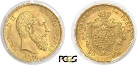358-Belgique
 Léopold II (1865-1909)
 Epreuve en cuivre doré du 20 francs or - 1870 - Wiener.
 Tranche inscrite en relief.
 Rarissime et d’une qua...