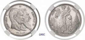 359-Belgique
 Léopold II (1865-1909)
 5 francs « 15 rayons » - 1880.
 D’une qualité hors norme.
 Le plus bel exemplaire gradé.
 25.0g - Morin M 1...