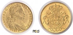 406-Brésil
 Jean Prince Régent (1799-1816)
 6.400 reis or - 1812 R Rio.
 D’une qualité remarquable.
 Deuxième plus haut grade.
 14.34g - Gomes 33...