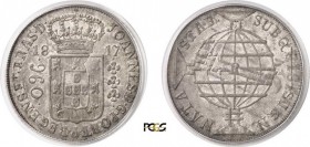 409-Brésil
 Jean VI (1816-1822)
 960 reis « type régence » - 1817 R Rio.
 Magnifique exemplaire.
 Le plus bel exemplaire gradé.
 26.89g - Gomes 2...