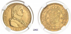 440-Chili
 Ferdinand VII (1808-1818)
 8 escudos or - 1810 FJ So Santiago.
 Point entre ET et IND et entre F et J.
 Exemplaire de la collection Hun...