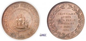 453-Chili
 République (1818 à nos jours)
 Epreuve de thonnelier en bronze du peso (module)
 1836.
 Très rare.
 Le plus bel exemplaire gradé.
 KM...