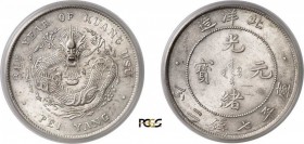 463-Chine - Chihli
 Kuang-hsü (1875-1908)
 1 dollar - An 34 (1908) - Nuages entrelacés.
 Magnifique exemplaire.
 26.7g - L&M 465 - KM 73.2
 Super...