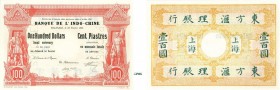 473-Chine - Shangaï - Concession Française (1849-1946)
 Spécimen non filigrané du 100 dollars / 100 piastres - Type 1901 - Décrets des 21 janvier 187...