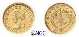 480-Colombie
 République de Colombie (1821-1837)
 1 peso or - 1826 JF Bogota.
 Année rare.
 Le plus bel exemplaire gradé.
 Exemplaire de la vente...
