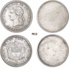 485-Colombie
 Etats-Unis de Colombie (1863-1886)
 Paire d'essais unifaces en bronze argenté du 1 peso
 argent - 1873 Paris - Barre.
 D’une insigne...