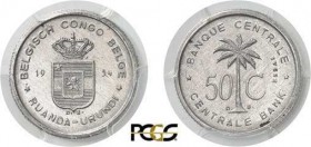 493-Congo Belge
 Ruanda-Urundi (province)
 Baudoin Ier (1951-1993)
 Essai en aluminium du 50 centimes - 1954.
 Tranche striée - Frappe monnaie.
 ...